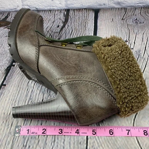 FEEGALICIOUS Brown Lace Up AnkleHigh Heel Bootie - Picture 8 of 17